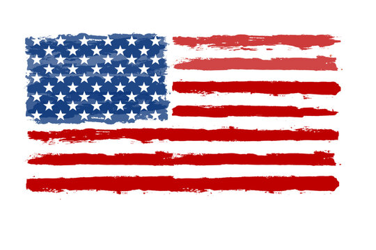 American flag brush paint texture. Grunge USA Flag. Vector Illustration for Celebration Holiday 4 of July American President Day. Stars and stripes.