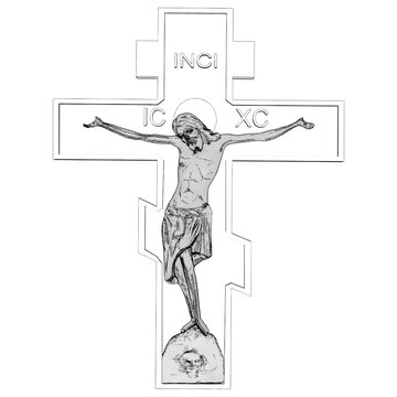 Jesus Christ Cross Crucifixion Vector. Illustration Isolated On White Background. A vector illustration Of An Cross Crucifixion.