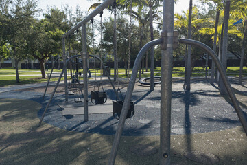 Playground. Swing. Children's swing. Soft focus