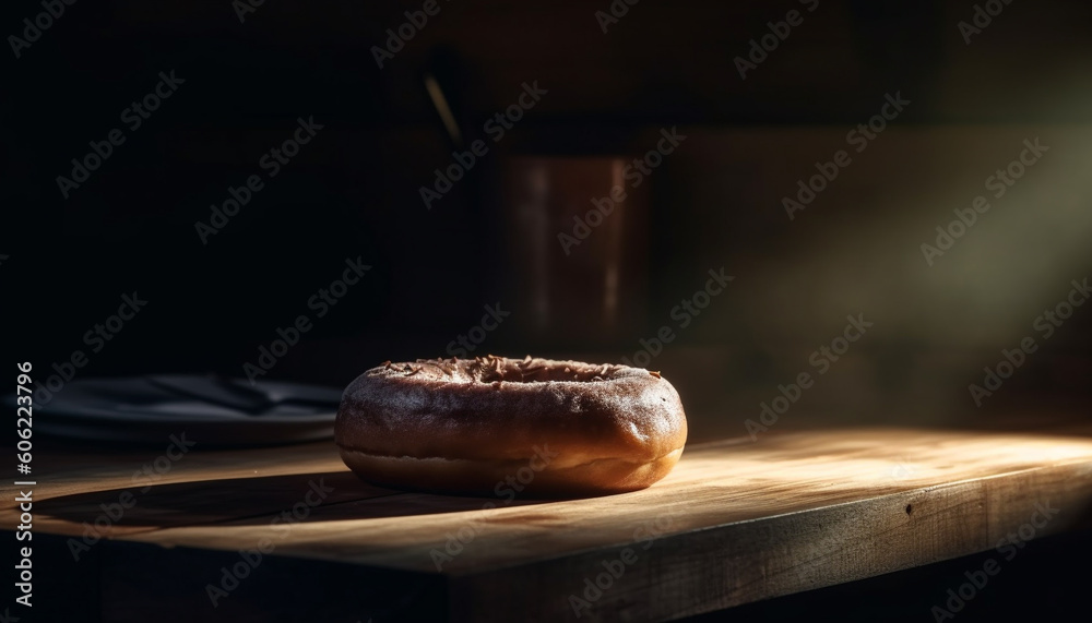 Wall mural freshly baked bread and donuts on table generated by ai - Wall murals