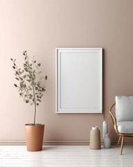 Obraz na płótnie Canvas Living room interior mockup with frame - created with Generative AI technology