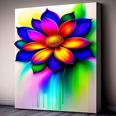 neon flower abstract painting
