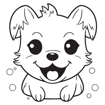 A cute and beautiful kawaii dog coloring page design.