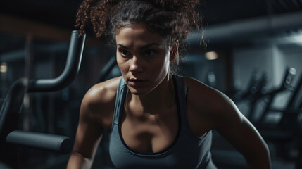 Fototapeta na wymiar a woman works out at the gym, Generative AI