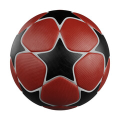 Red and Black 3D Star Soccer Ball Isolated