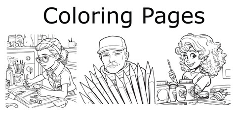  A set of coloring page vector illustration