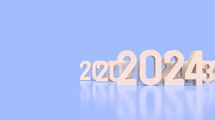 Fototapeta premium The wood number 2024 for year content 3d rendering
