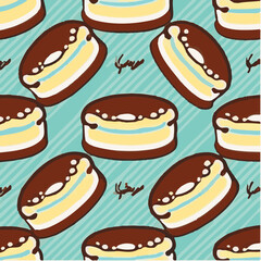cute simple boston cream pie pattern, cartoon, minimal, decorate blankets, carpets, for kids, theme print design
