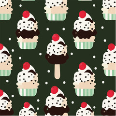 cute simple black forest cake pattern, cartoon, minimal, decorate blankets, carpets, for kids, theme print design
