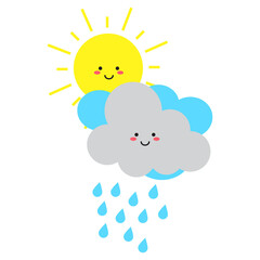 aesthetic hot cloudy and rainy weather forecast illustration
