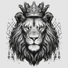 imposing lion illustration with crown