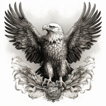 eagle in vintage style with coat of arms