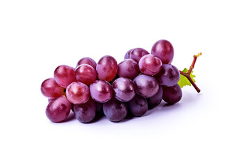 Fototapeta premium Bunch of ripe red grapes isolated on white background. Created with Generative AI Technology