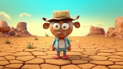 World Day Against Drought and Drought 3D Cartoons 17th June Generative AI