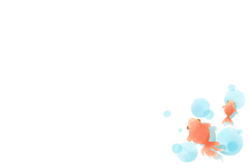 水面を泳ぐ金魚の背景イラスト