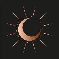 Sun and moon logo. Astronomical icon. Vector illustration.