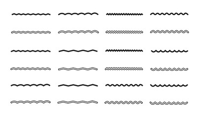 シンプルな波状のラインフレームのセット/波線/フレーム/イラスト/ベクター/デザイン/見出し/あしらい/要素/モノクロ - obrazy, fototapety, plakaty