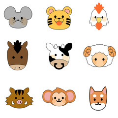 vector sticker icon of various cute animals