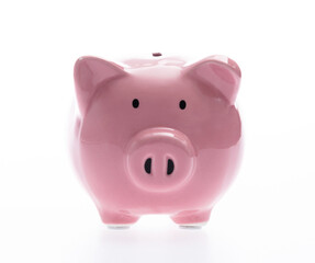 Piggy bank on white background