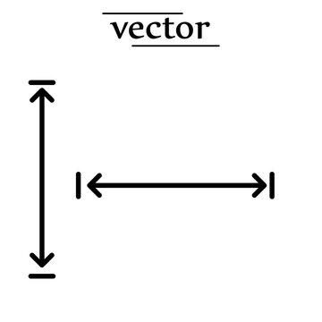  height and width icon, area or size, dimension vector illustration on white background..eps