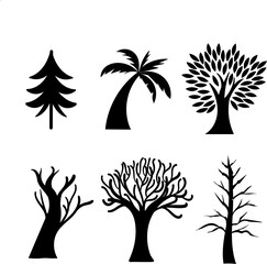 Fototapeta na wymiar Tree silhouette for landscape illustration
