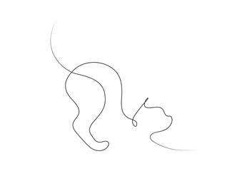 Silhouette of abstract cat in one line drawing on white background vector illustration. Pro vector. Stock illustration.