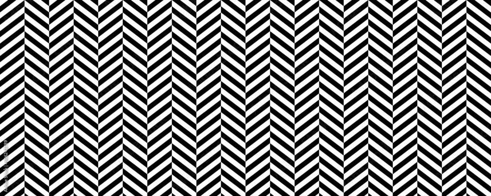 Poster Herringbone seamless pattern. Black and white chevron background. Repeating zigzag texture. Textile or fabric print design swatch. Vector wallpaper