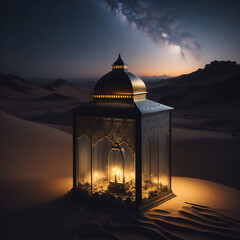Mosque Lantern Box Glass Glow Ai Generated