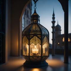 Mosque Lantern Candle Light Ai Generated