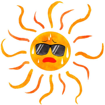 sun with sunglasses clipart PNG
