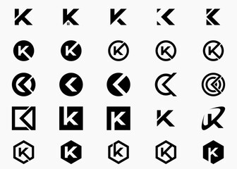 Initials Letter K logo design, Set Logo Design Icon Symbol