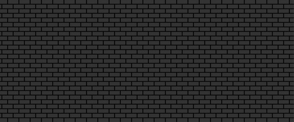 Vector realistic isolated seamless pattern of black brick wall background for template and layout decoration. Seamless dark brick wall texture decorative background vector illustration
