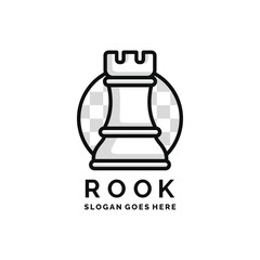 Rook chess logo design vector illustration