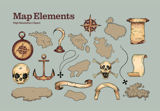 Map Elements Vintage Map Creator Kit