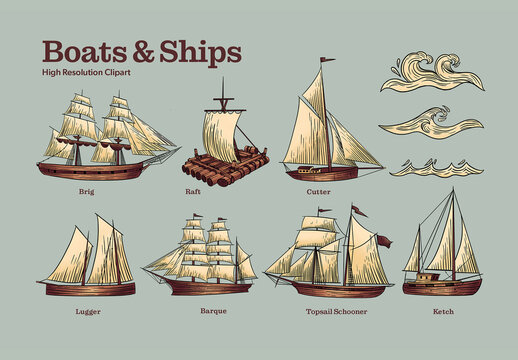 Vintage Boats & Ships Vintage Map Creator Elements