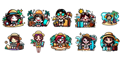 vacation vector set collection graphic clipart design