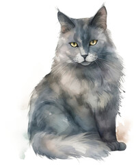 Watercolor cat PNG