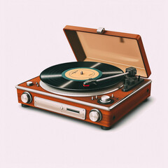 Vintage record player -  created with Generative AI technology