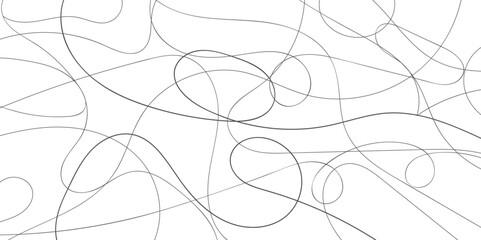 Seamless messy monochrome pattern. Black continuous line with bends and curls isolated on a white background. Vector abstract stock illustration with tangled stripes. Vector concept