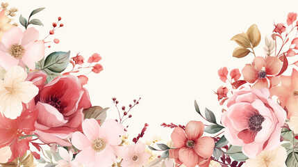 Floral frame watercolor multi purpose background. 