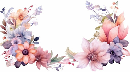 Floral frame watercolor multi purpose background. generative AI