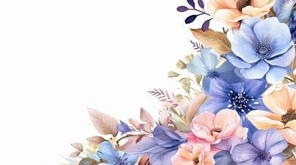 white background with floral frame watercolor multi purpose background. 
