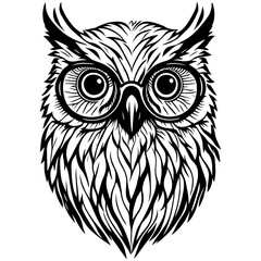 Owl in sunglasses. Logo vector illustration. Drawing for a tattoo. White background. Summertime

