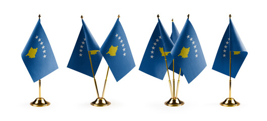 Small national flags of the Kosovo on a white background