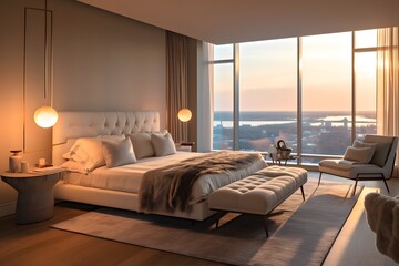 Contemporary Elegance: A Stylish Master Bedroom with a Neutral Touch