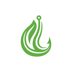 Nature Fishing Hook Leaf Creative Business Logo