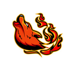 Illustration Vector Graphic Of Basic Head Wolf Fire Aura Perfect For Emblem Your Team Esport and Club Sport