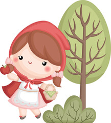 a vector of the little red riding hood - obrazy, fototapety, plakaty