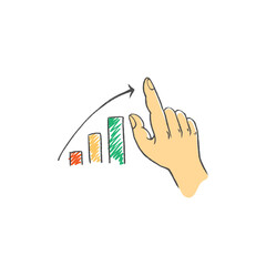 hand illustration concept grow up arrow chart finance