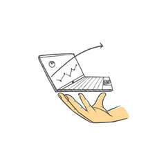 hand illustration concept show laptop with graph arrow